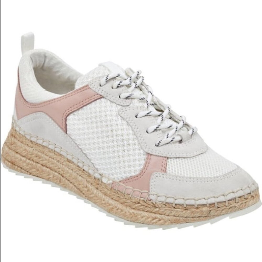 Marc Fisher Janette 3 Espadrille Sneaker White Pink Women's Size 9.5